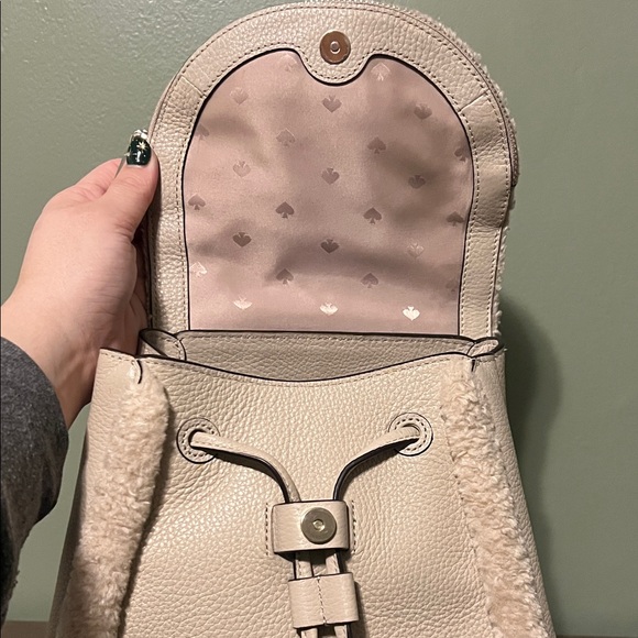 Kate Spade Beige/Cream Shearling and Leather Backpack - Picture 6 of 8